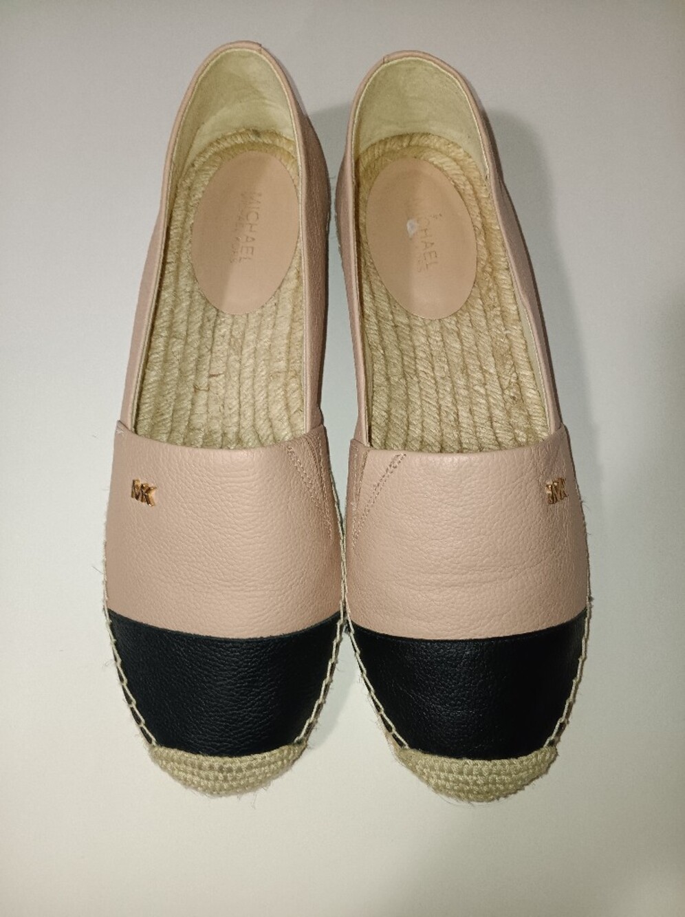 Michael Kors Cream and Black Leather Espadrille Flats